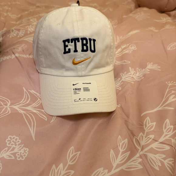 Nike White Cap with Gold Swoosh. Eastern Texas Baptist University. ETBU - Picture 2 of 15